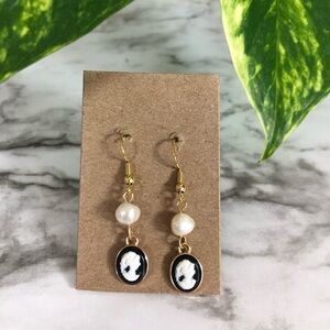 Handmade vintage inspired cameo dangle earrings